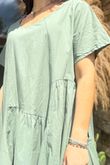 Made in Italy Tiggy Pure Cotton Smock Dress Soft Khaki -